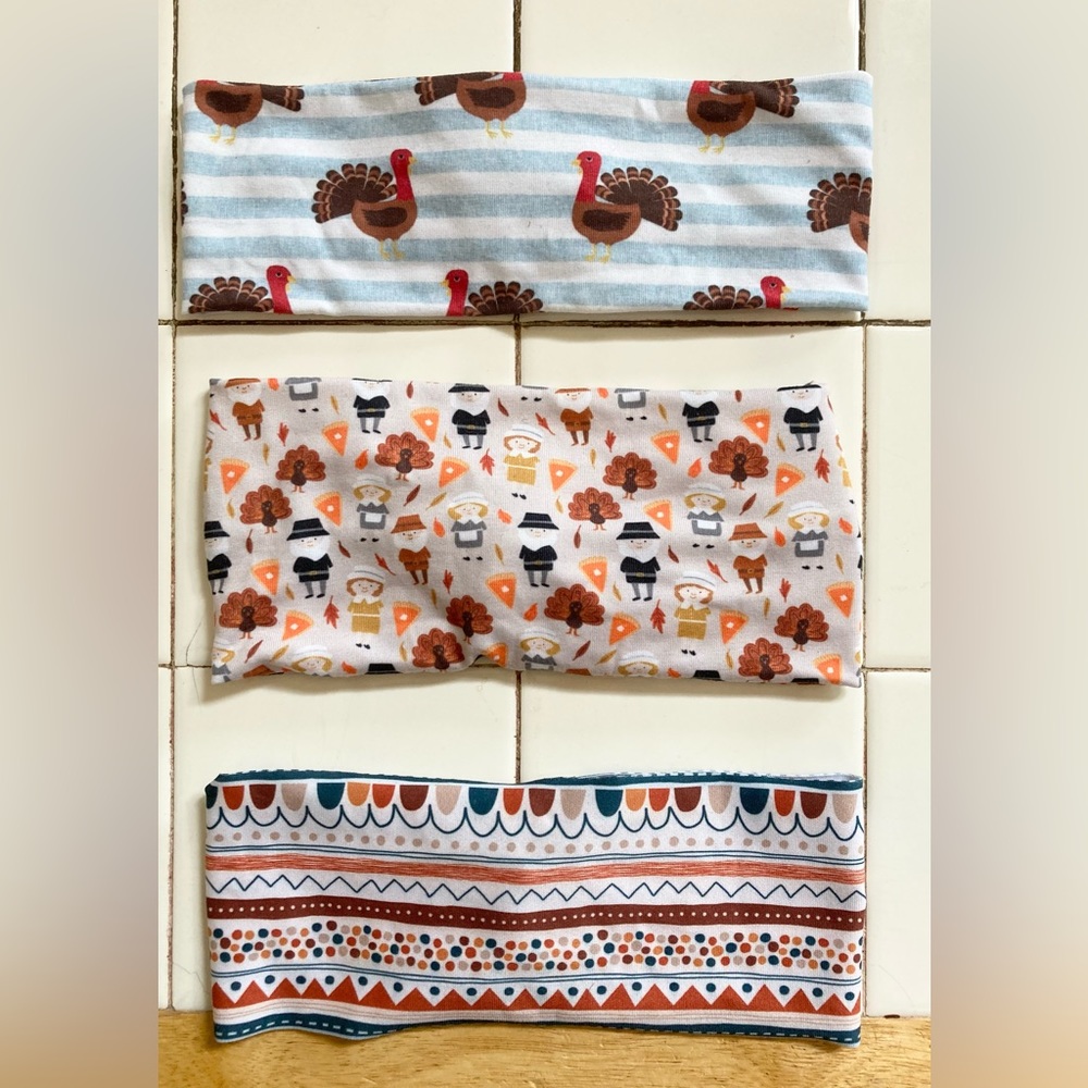 Set of 3 Thanksgiving Headbands w/Buttons